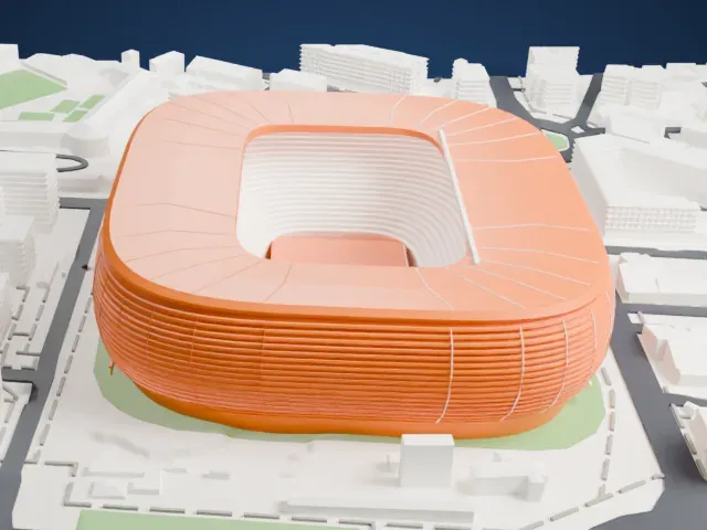Santiago Bernabéu Stadium model, West view