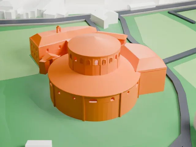 Santo Stefano al Monte Celio model, South view