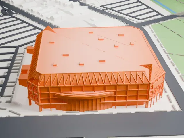 SAP Center model, South view