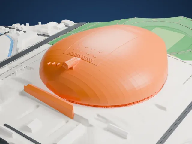 Sapporo Dome model, West view