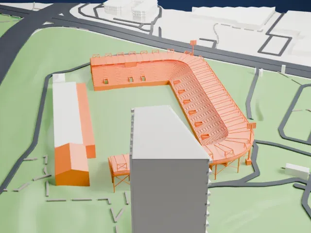 Saputo Stadium model, South view