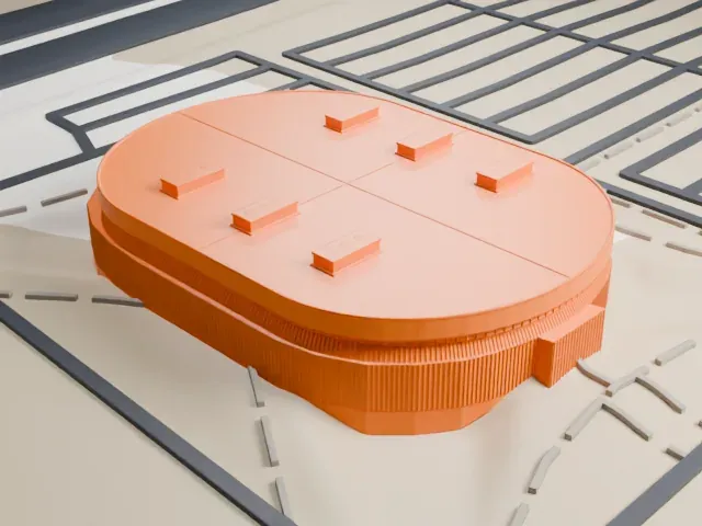 SaskTel Centre model, East view