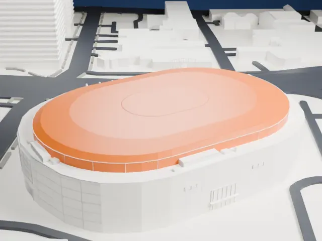 Save-On-Foods Memorial Centre model, East view