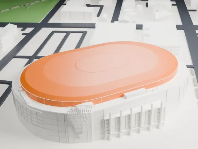 Save-On-Foods Memorial Centre model, West view