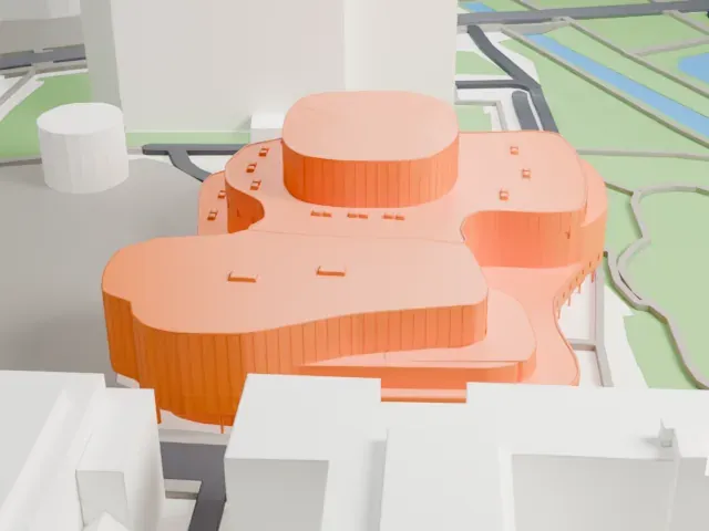 Düsseldorfer Schauspielhaus model, East view
