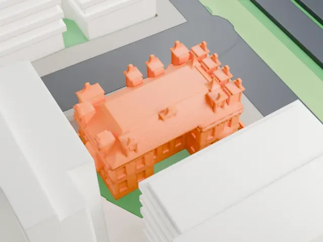 Schinasi House model, East view