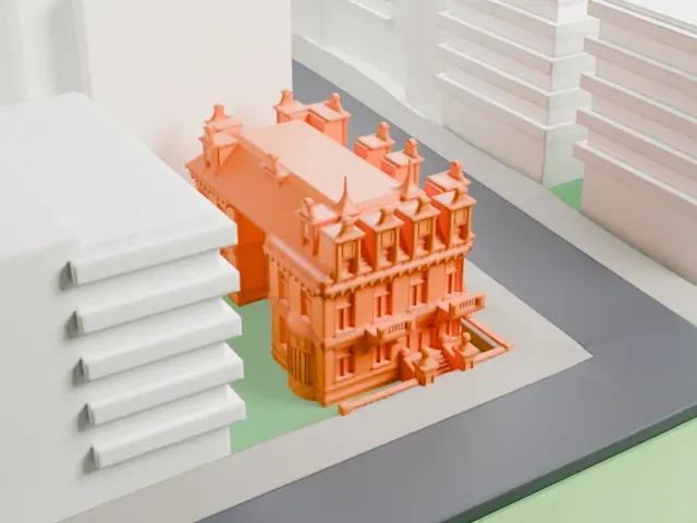 Schinasi House model, North view