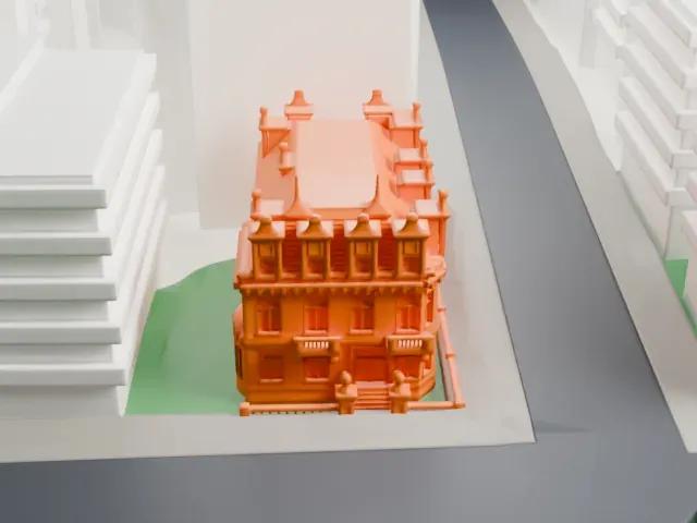 Schinasi House model, West view