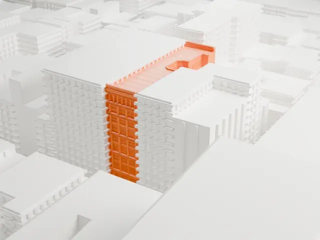 Scholastic Building model, East view