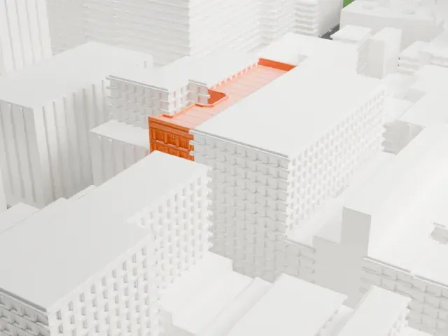 Scholastic Building model, West view