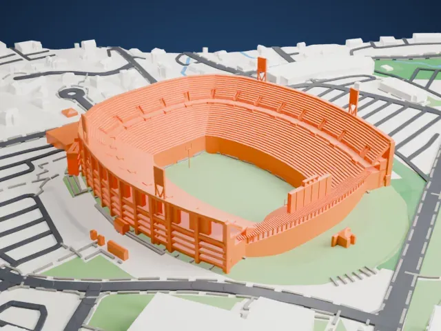 Scott Stadium model, North view