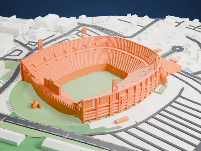 Scott Stadium model, West view