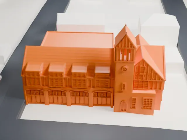 Sea Cliff Firehouse model, West view