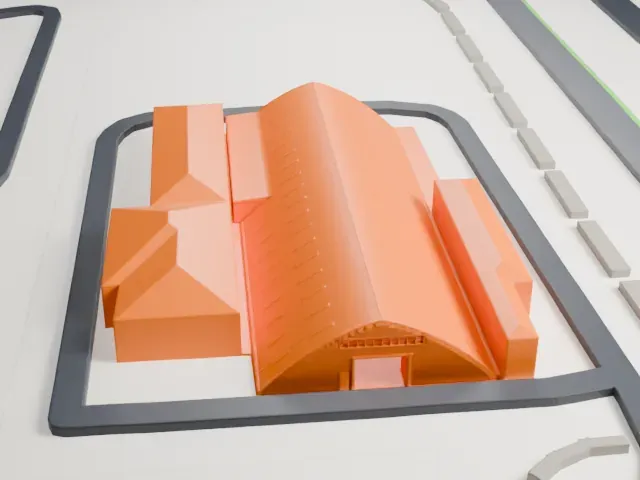 Second World War Hangar No. 7 model, West view