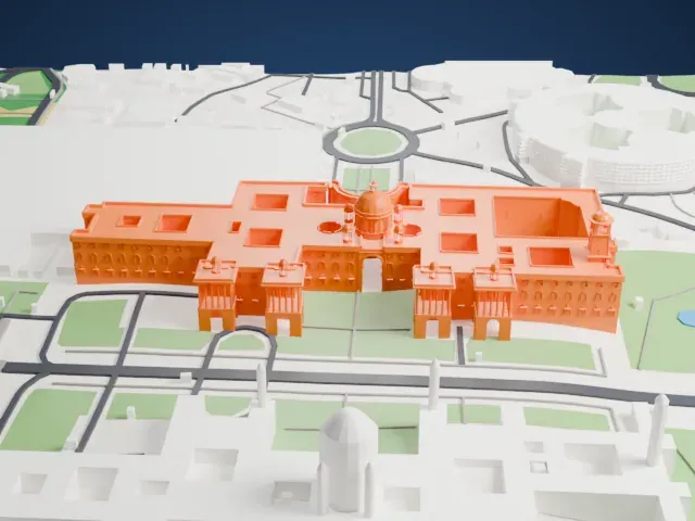 Secretariat Building, New Delhi model, South view