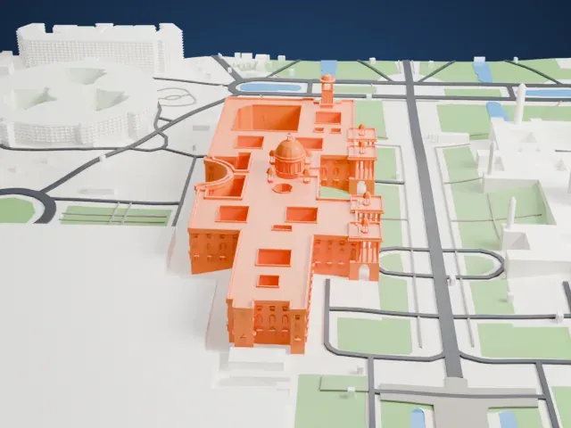 Secretariat Building, New Delhi model, West view