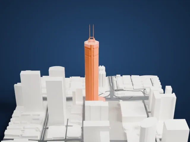 SEG Plaza model, North view