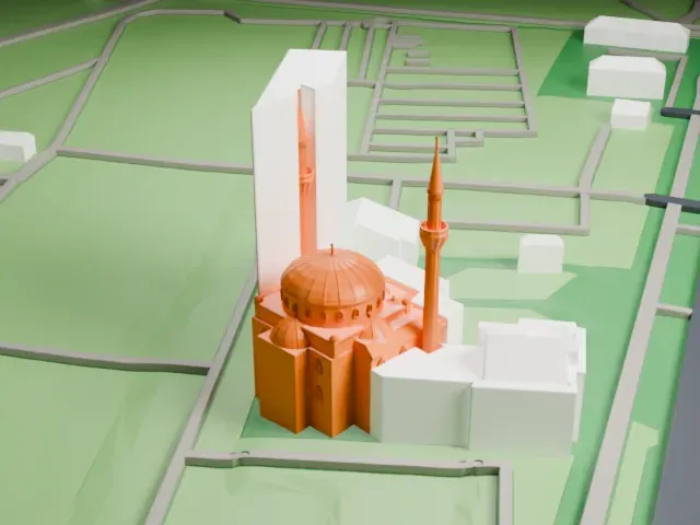 Şehitlik Mosque model, East view