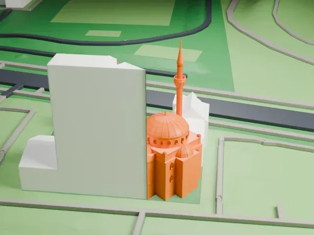 Şehitlik Mosque model, South view