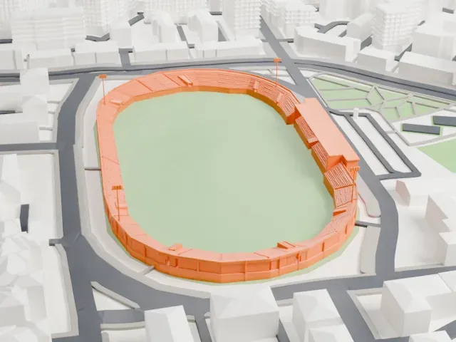 Selman Stërmasi Stadium model, North view