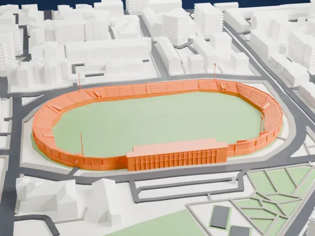 Selman Stërmasi Stadium model, West view