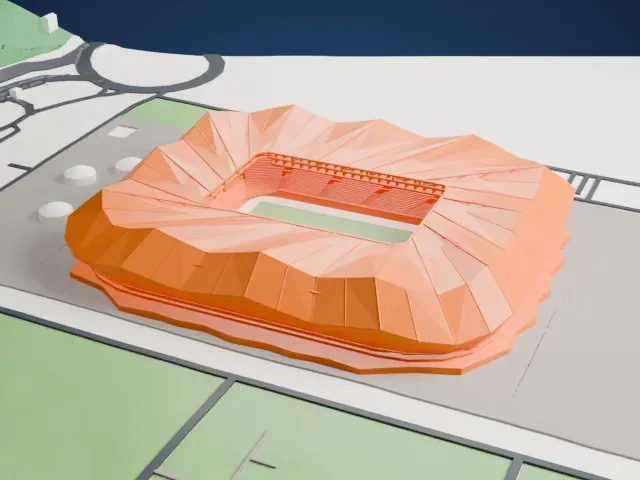 Şenol Güneş Sports Complex model, East view