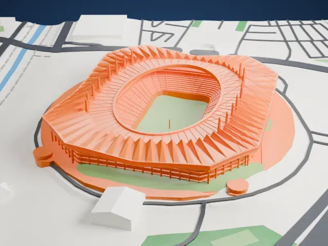 Seoul World Cup Stadium model, North view