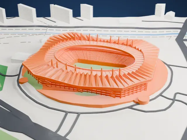 Seoul World Cup Stadium model, West view