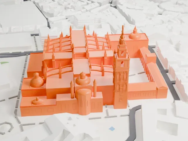 Seville Cathedral and the Giralda model, East view
