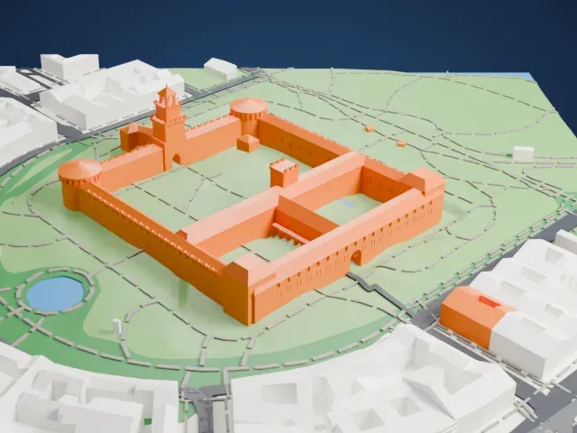 Sforza Castle model, East view