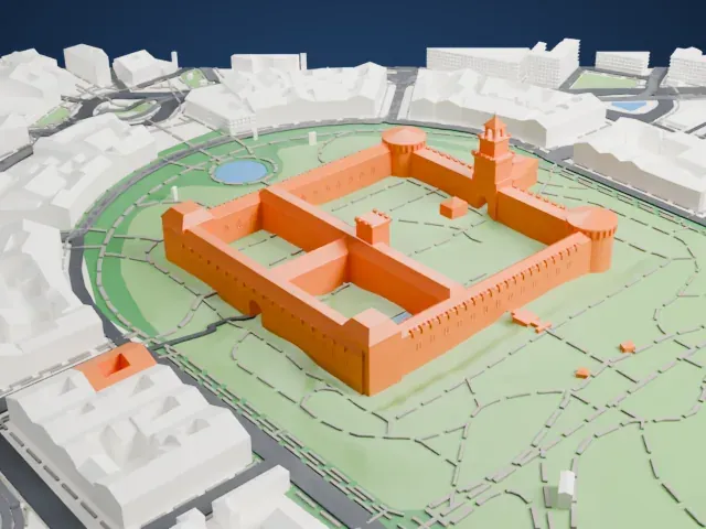 Sforza Castle model, North view