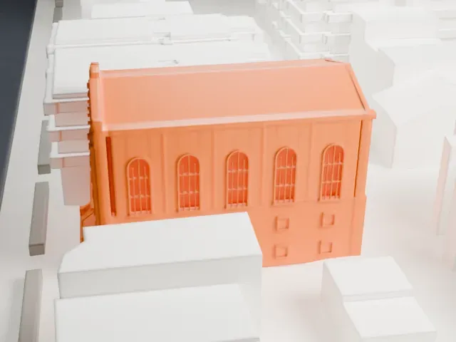 Shaari Zedek Synagogue model, East view