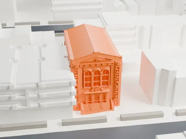 Shaari Zedek Synagogue model, South view