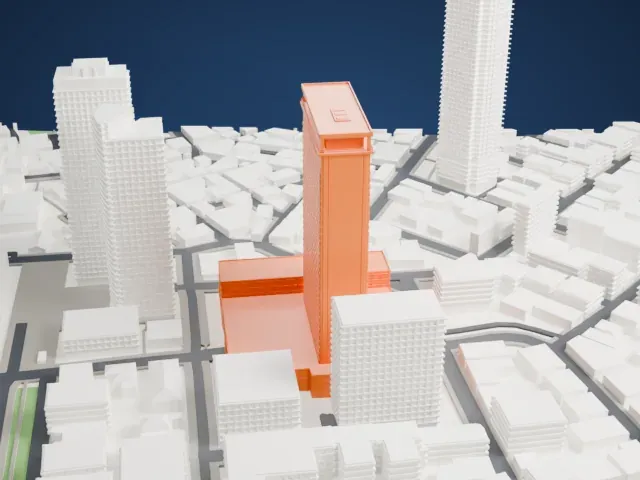 Shalom Meir Tower model, East view