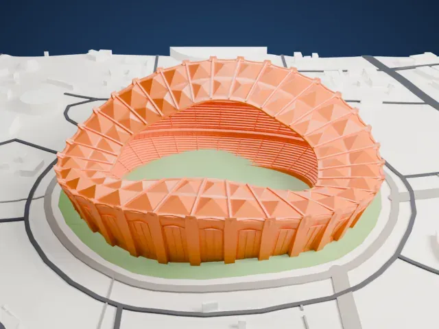 Shanghai Stadium model, East view