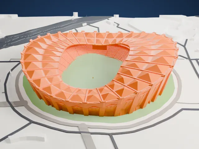 Shanghai Stadium model, North view