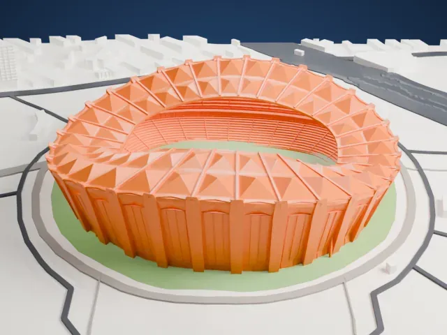 Shanghai Stadium model, West view