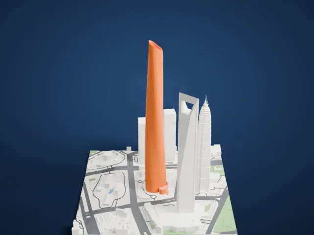 Shanghai Tower model, East view