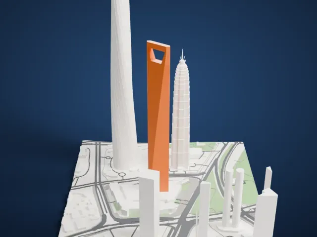 Shanghai World Financial Center model, East view