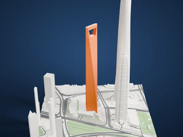 Shanghai World Financial Center model, North view