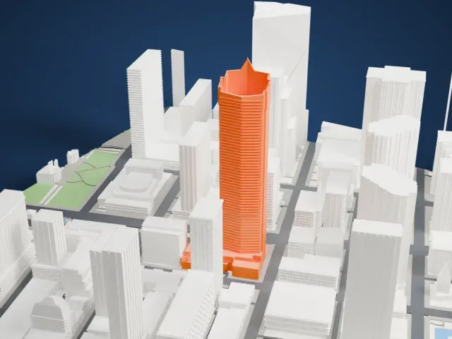Shangri-La Toronto model, West view