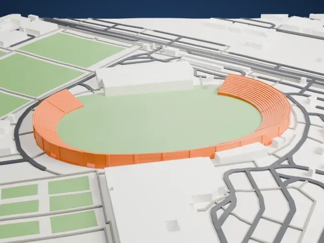 Sharjah Stadium (football) model, East view