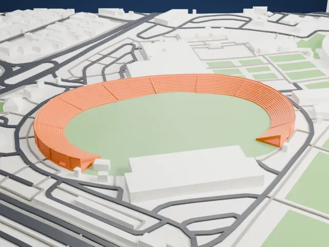 Sharjah Stadium (football) model, West view