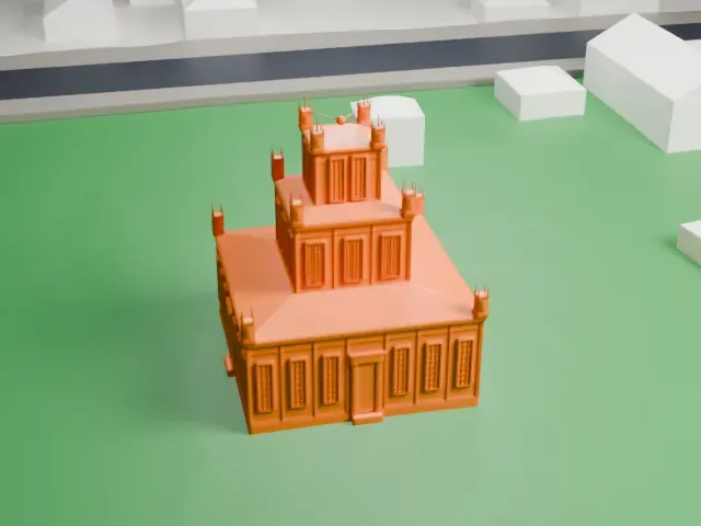 Sharon Temple model, West view
