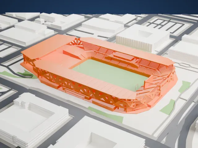 Shell Energy Stadium model, East view