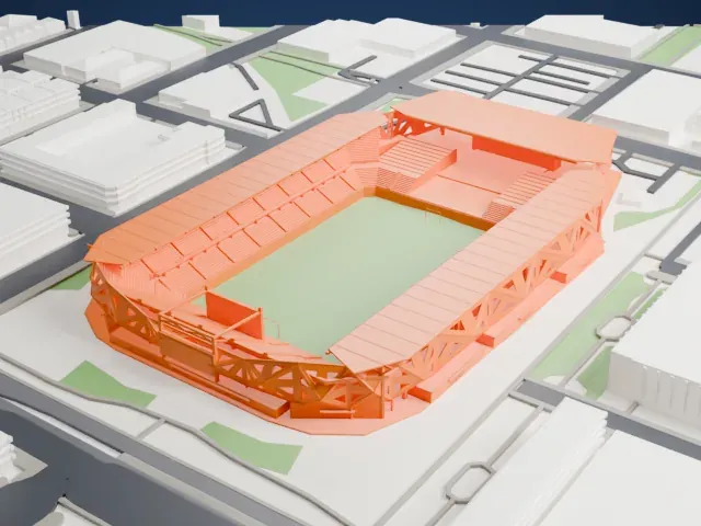 Shell Energy Stadium model, North view