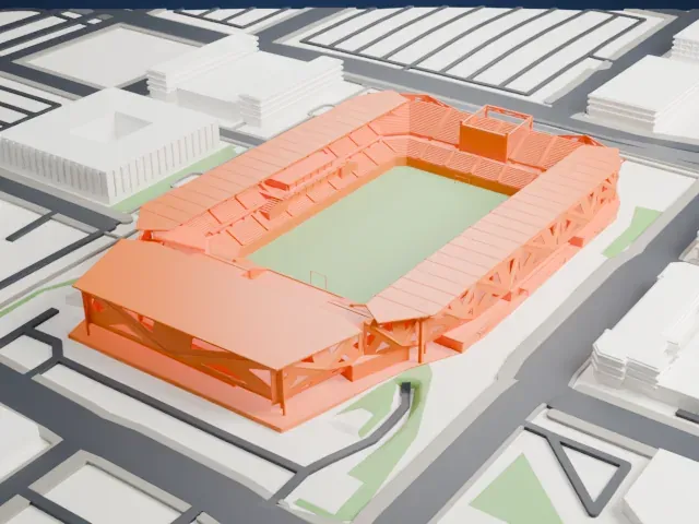 Shell Energy Stadium model, South view