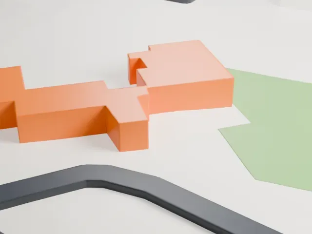 Shemer Art Center and Museum model, North view