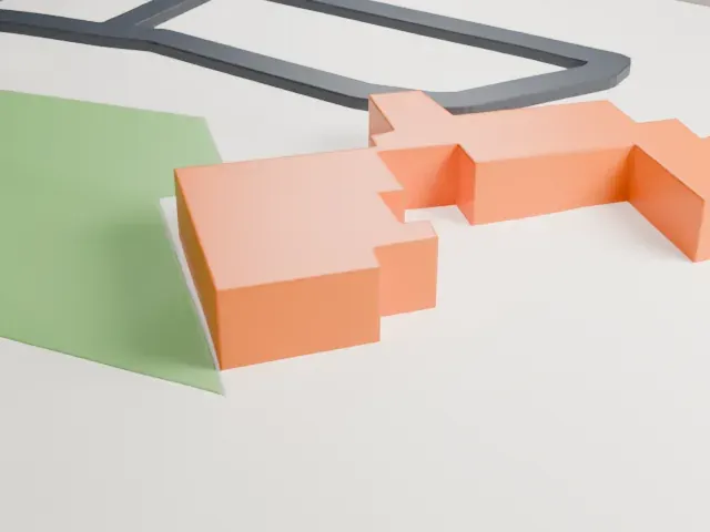 Shemer Art Center and Museum model, South view