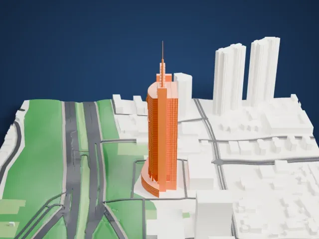 Shenzhen Special Zone Press Tower model, East view